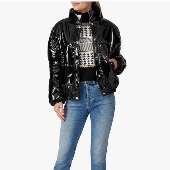 RTR Now Shiny Black Puffer Jacket - Picture 3 of 7